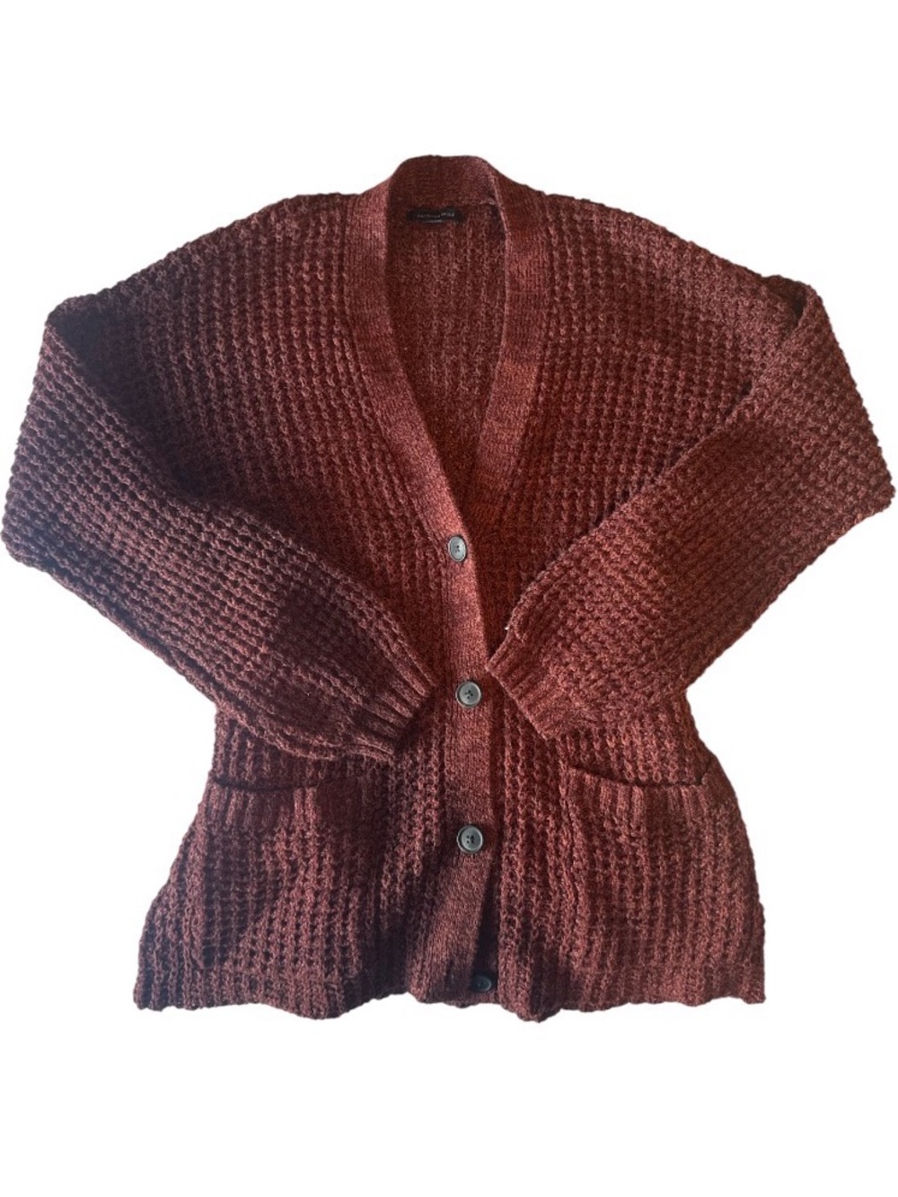American Eagle Outfitters Chunky Button Cardigan - Rust Brown